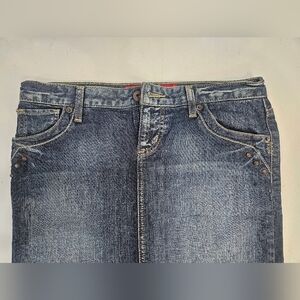 Guess Jeans 90s Y2k Blue Denim Pencil Skirt with back slit. size 28. 2000s